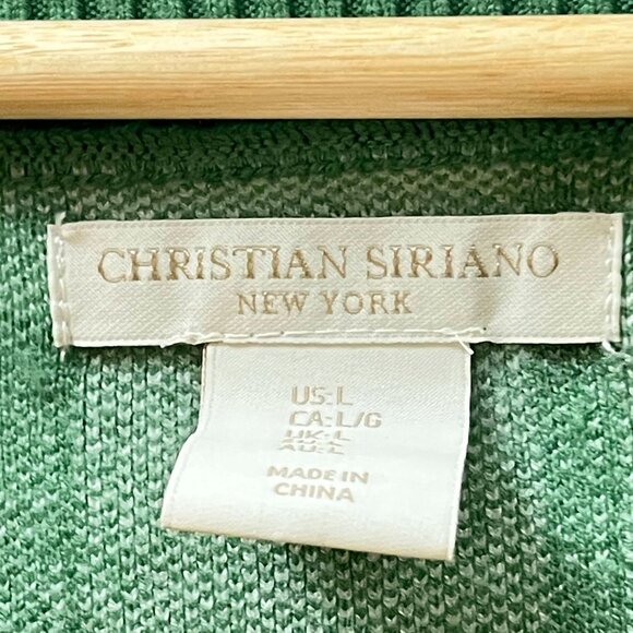 Christian Siriano Green White Plaid V-Neck Pullover Sweater Womens Large - Picture 6 of 9